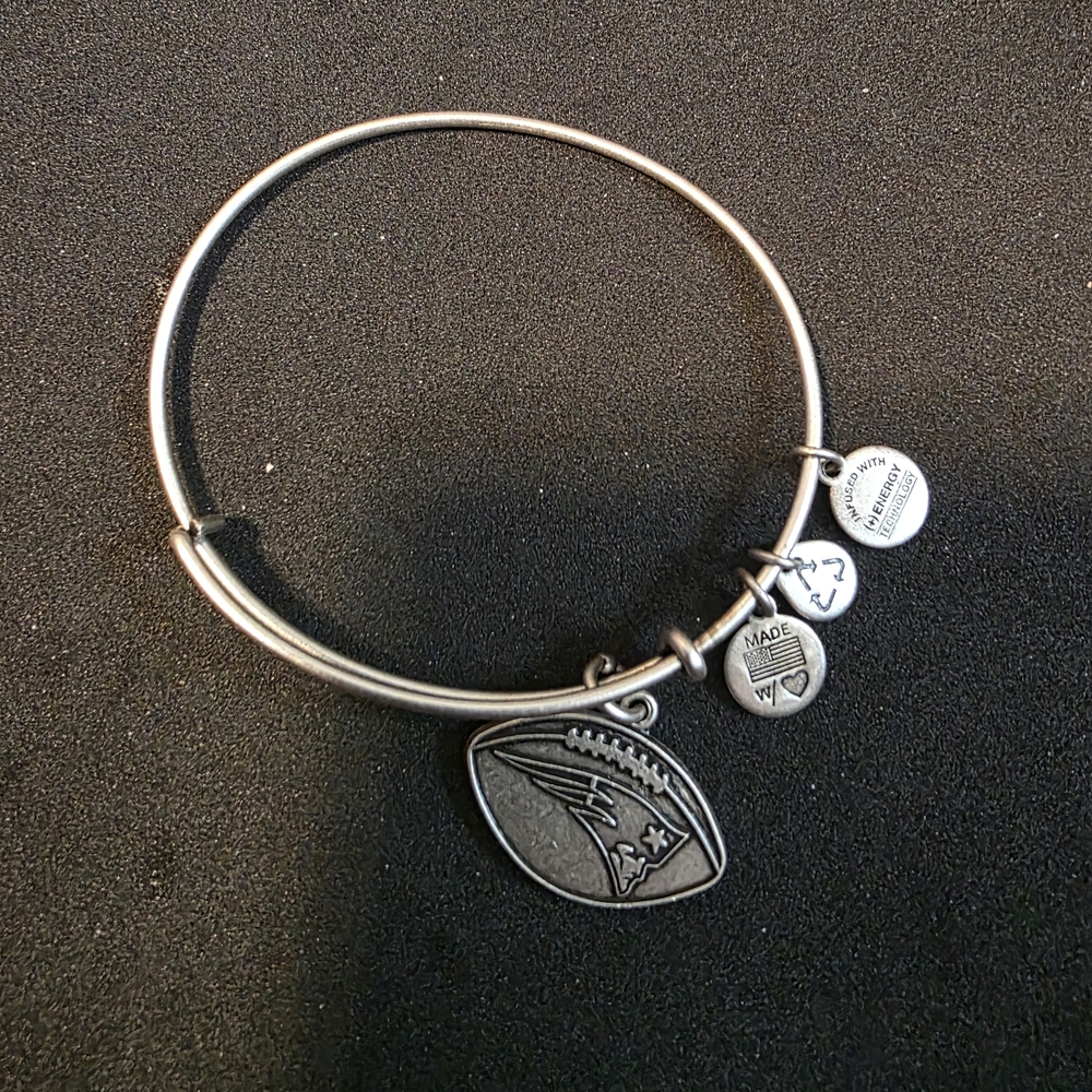 Alex and Ani New England Patriots Football Charm Bangle - Silver Tone